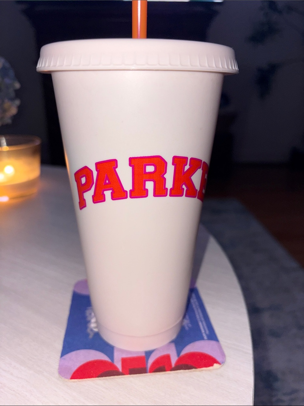 Parke x Dunkin Pink Reusable Travel Cup with Lid and Straw